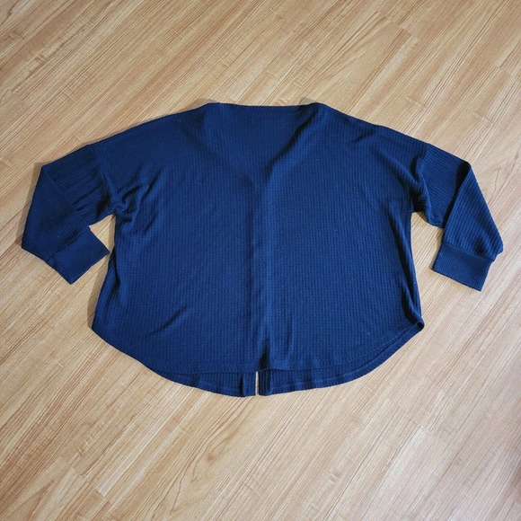 Tommy Hilfiger Cardigan Sweater Womens XXL Navy Blue Waffle Knit Thermal Button - Picture 10 of 11